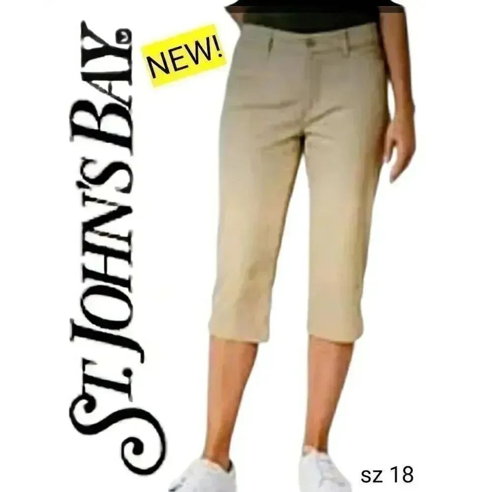 St. John's Bay Secretly Slender Slimming Tan Biscotti Capri Pants Cropped Jeans
